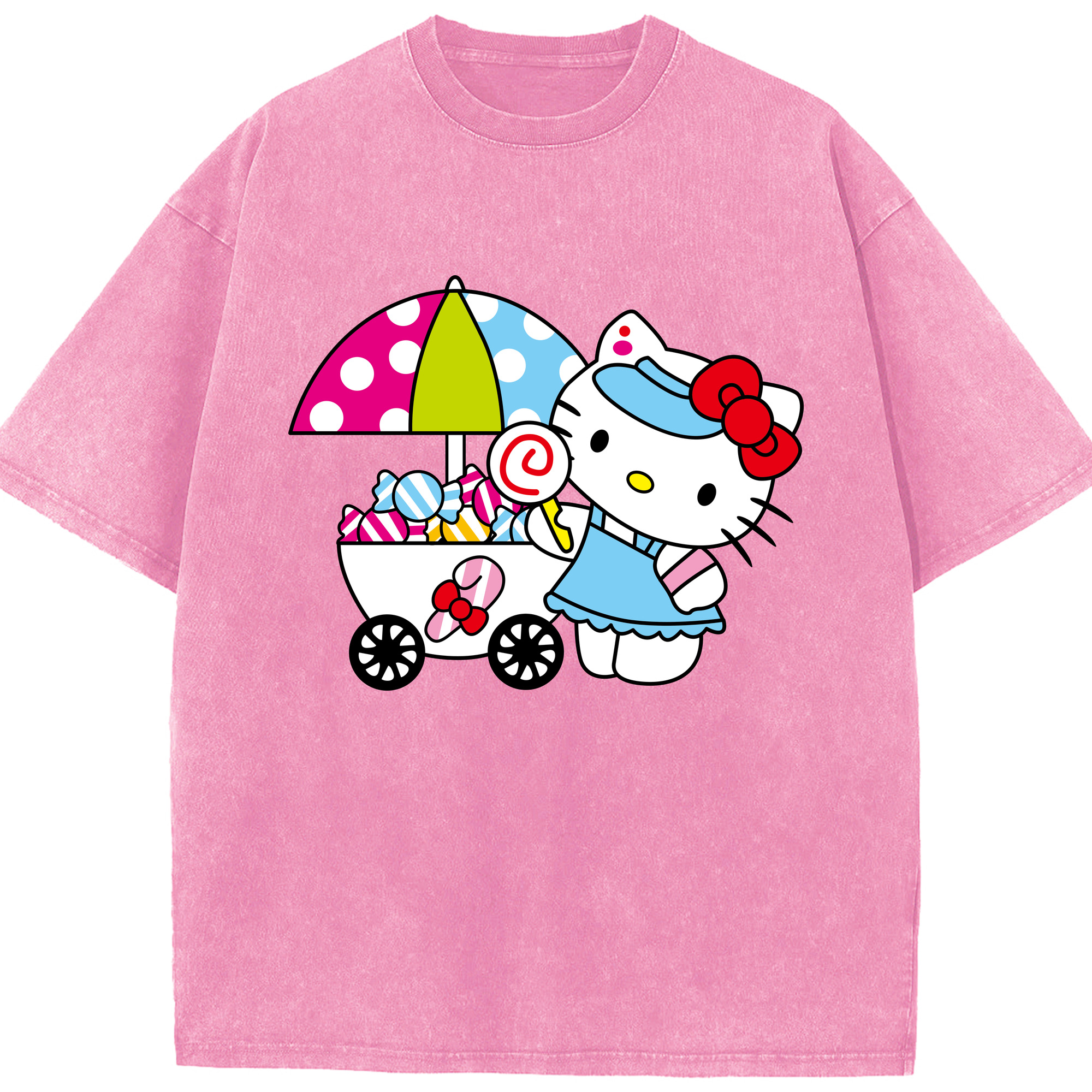 （画像用） Hello Kitty ハローキティ 綿100% ヴィンテージ風 半袖Tシャツ（フロントプリント）